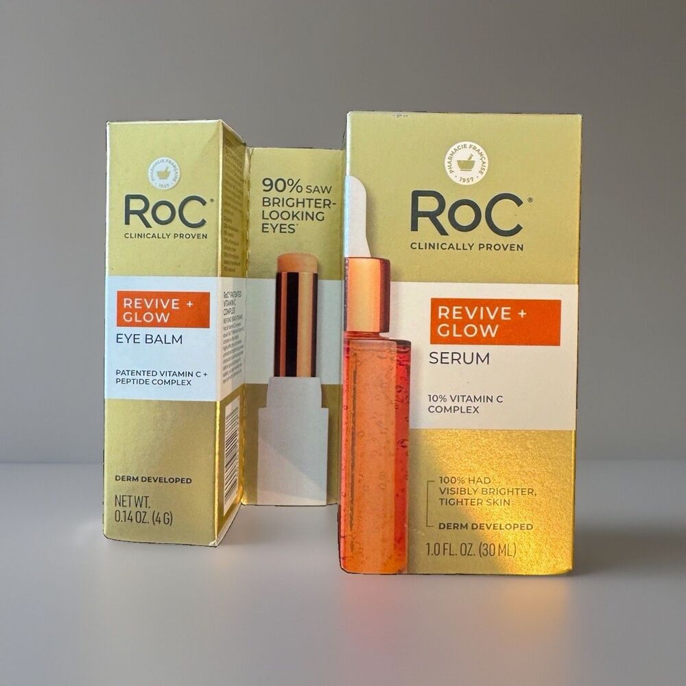 RoC Revive + Glow Eye Balm & Serum Set Vitamin C Brightening SPF 30